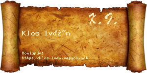 Klos Iván névjegykártya